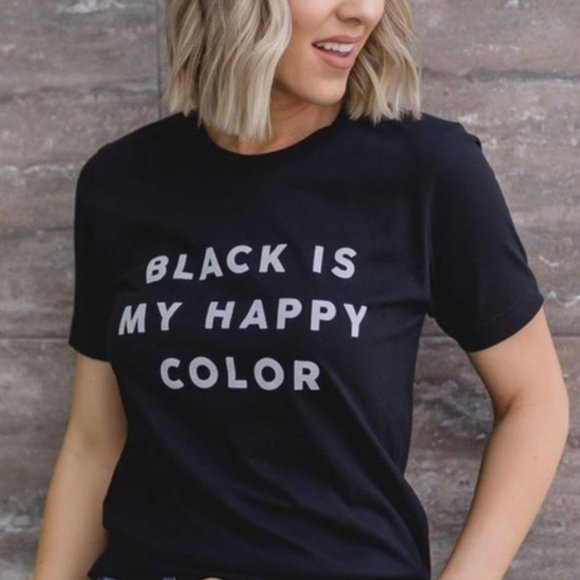 Black is my Happy Color Graphic Tee-100% Cotton - Picture 3 of 3